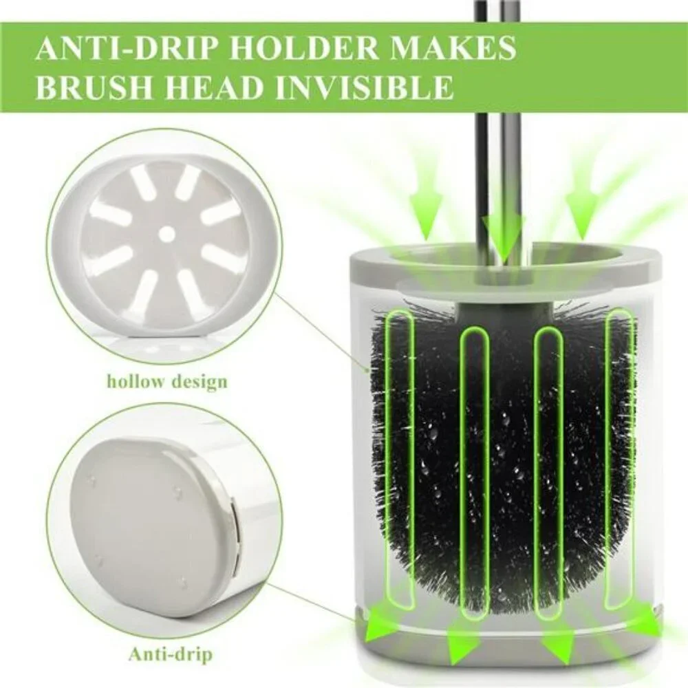 Toilet Brush and Holder Compact Deep Cleaning with Durable Bristles for Bathroom